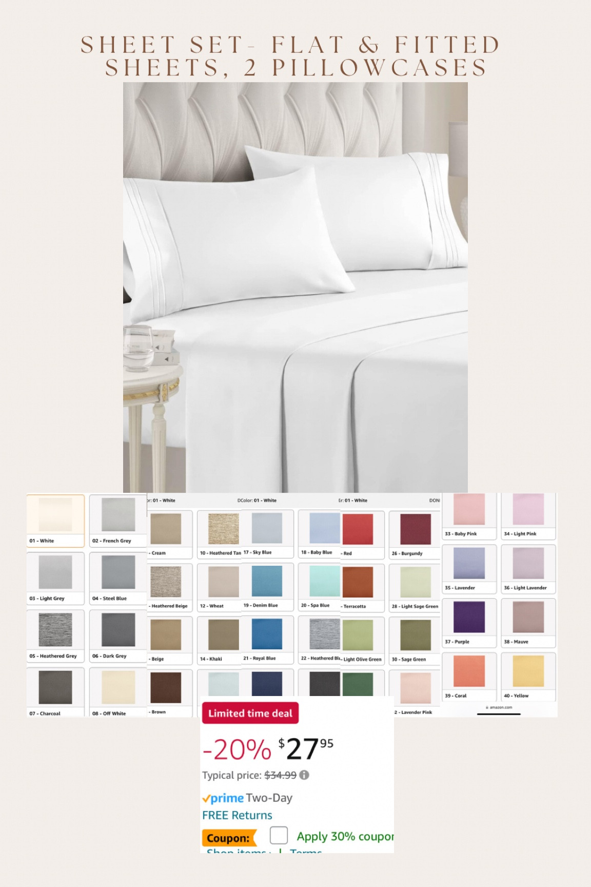 Certified OEKO-TEX sheet set on major sale for spring prime sales! Most sizes & colors have an extra 30% off coupon right now too!! 

#LTKfindsunder50 #LTKsalealert #LTKhome