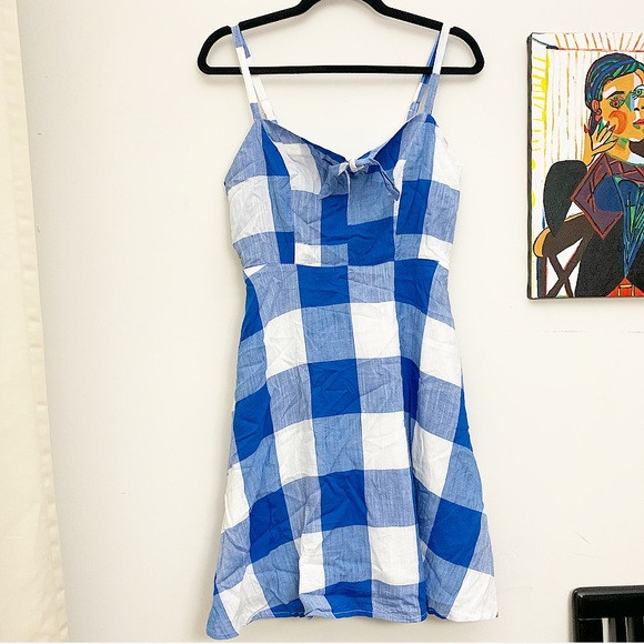 Old Navy Blue Gingham Dress with Front Tie | Poshmark