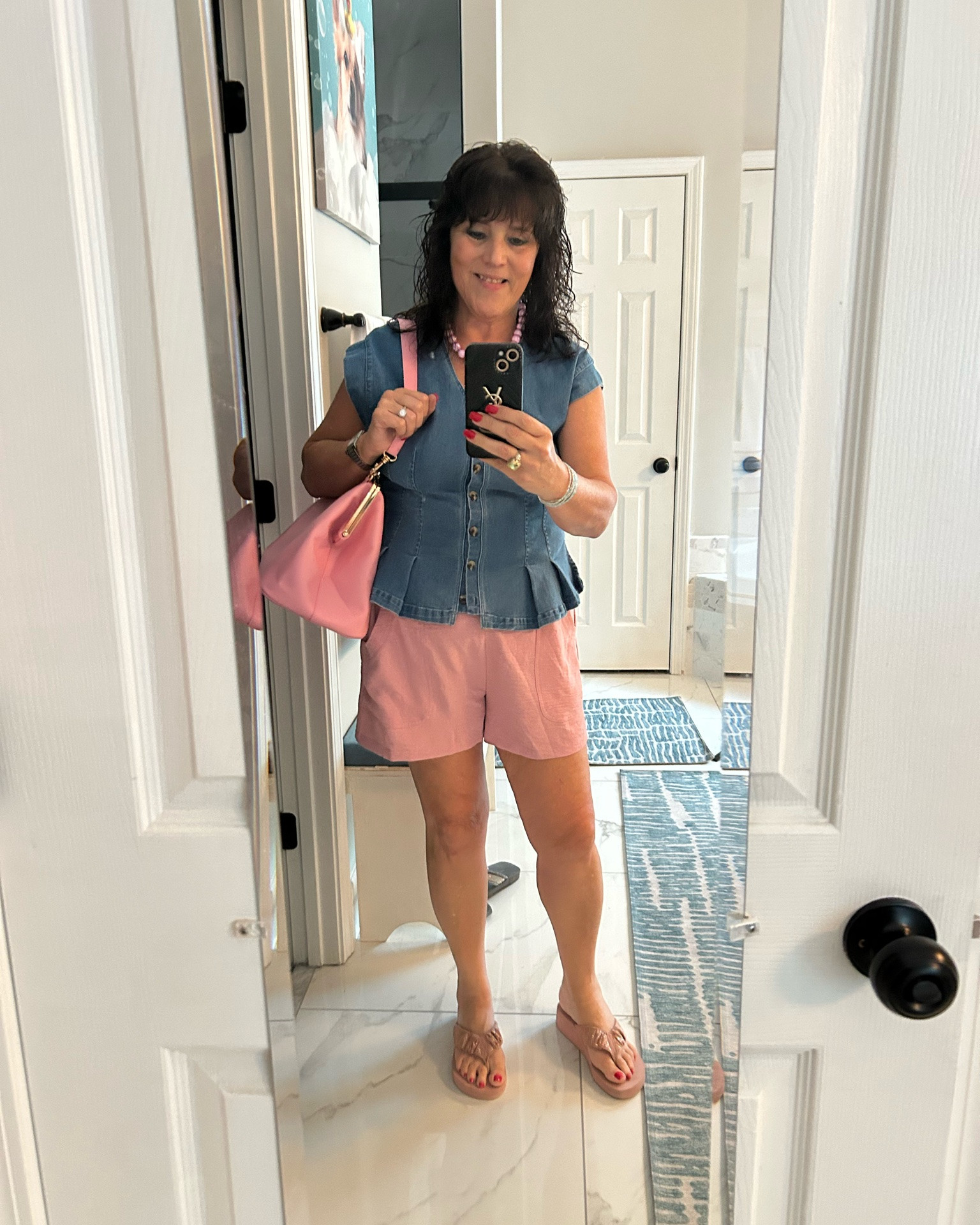summer style with a pop of pink!! 💗 denim tops are so cute for this time of year, and i love how the pink shorts and bag make the whole look feel fun and fresh. always be confident ✨
#summerstyle #styleover50 #agelessfashion #midlifestyle #wearwhatyoulove

#LTKMidsize #LTKgrwm #LTKootd
