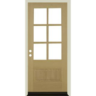 Krosswood Doors 36 in. x 80 in. 3/4 6-Lite with Beveled Glass Unfinished Right Hand Douglas Fir P... | The Home Depot