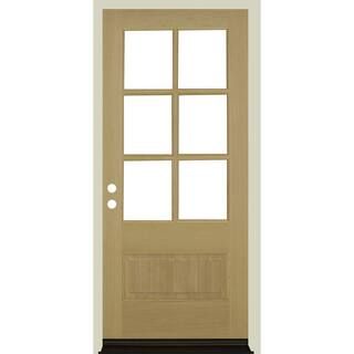 Krosswood Doors 36 in. x 80 in. 3/4 6-Lite with Beveled Glass Unfinished Right Hand Douglas Fir P... | The Home Depot