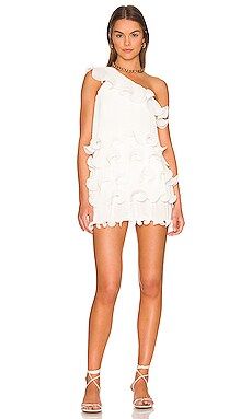 MILLY Blakely Tiered Ruffle Mini Dress in White from Revolve.com | Revolve Clothing (Global)