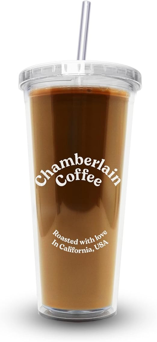 Chamberlain Coffee Transparent Tumbler with Straw - 24 Oz Clear Insulated Tumbler - Ultra Durable... | Amazon (US)