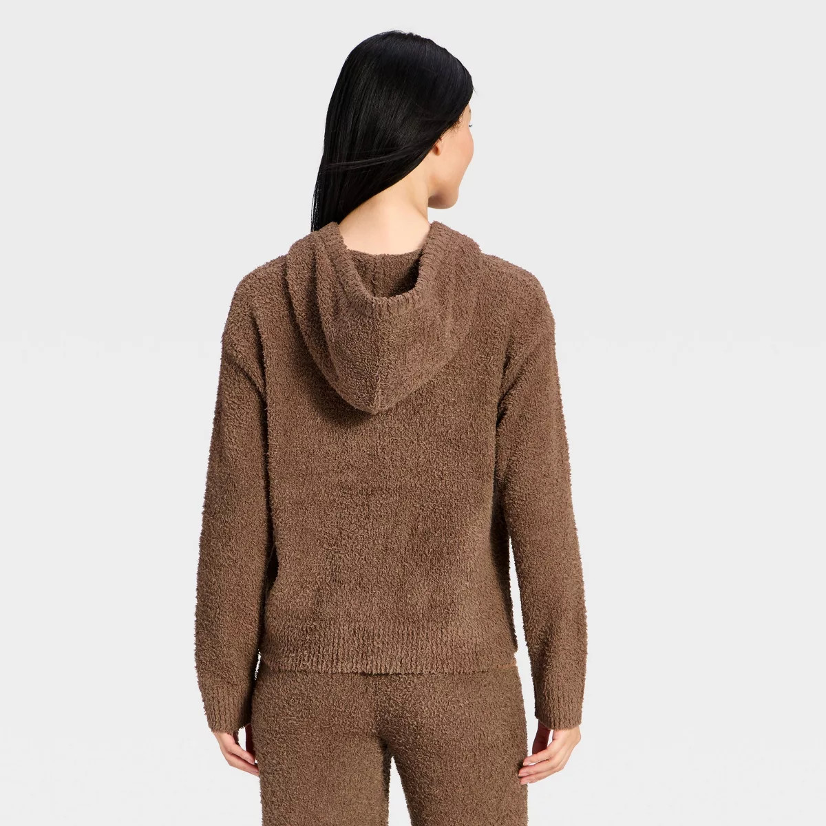 Women's Teddy Hooded Pullover Sweater - Auden\u2122 Brown S | Target