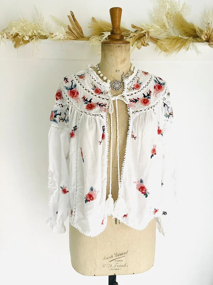 ZARA FLORAL EMBROIDERED COTTON BLOUSE OPEN FRONT SHACKET  TOP SIZE M  | eBay | eBay US