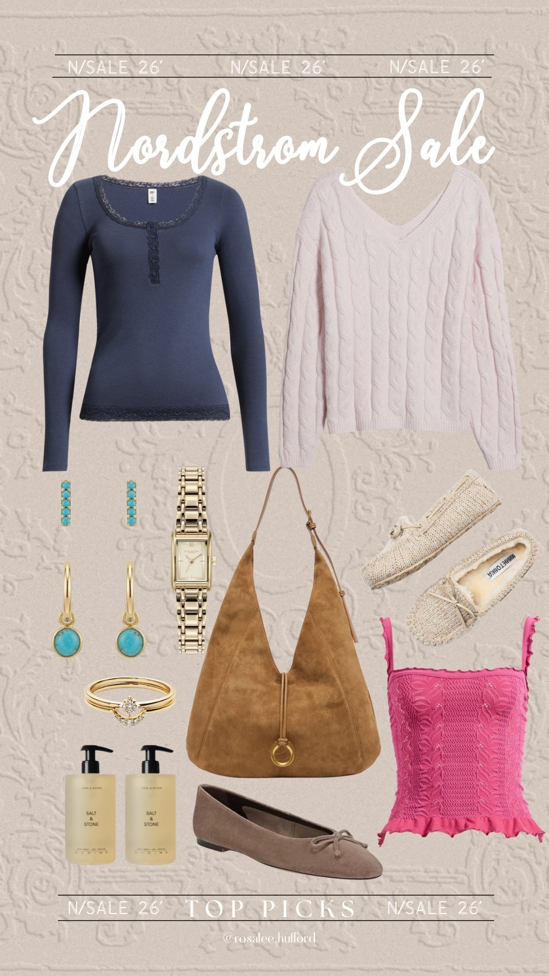 N/SALE: Top Pick items I ordered
Ribbed Henley, size small, navy indigo 
Cable knit sweater, size small, pink primrose. 
Lace cami. Size M/L, sangria

#LTKselfcare #LTKSaleAlert #LTKTravel