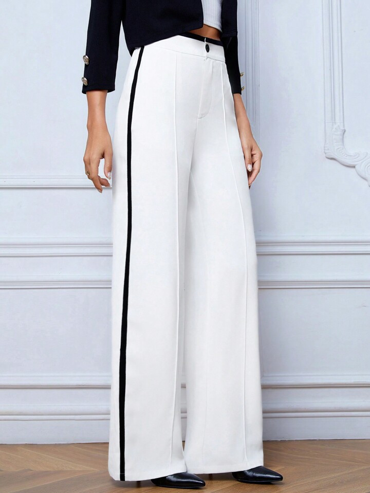 SHEIN Tall Contrast Side Seam Wide Leg Pants | SHEIN