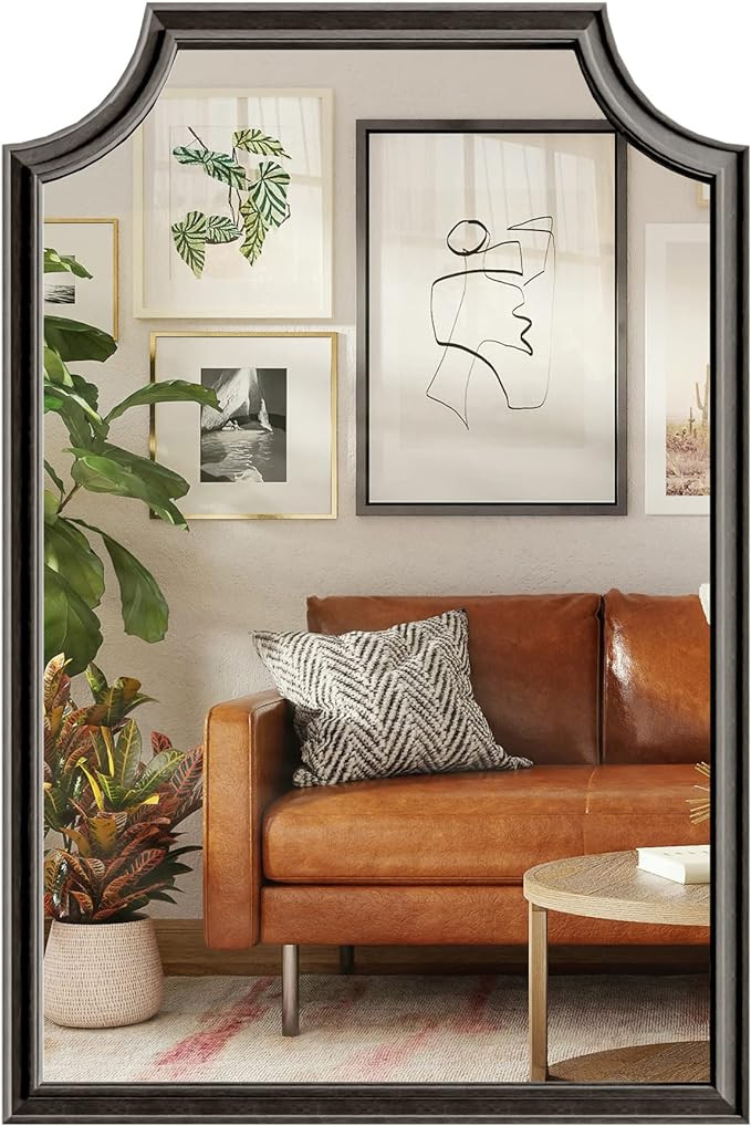 WallBeyond 24" x 36" Scalloped Corners Arch Rectangle Wall Mirror with Wood Frame for Entryway, L... | Amazon (US)