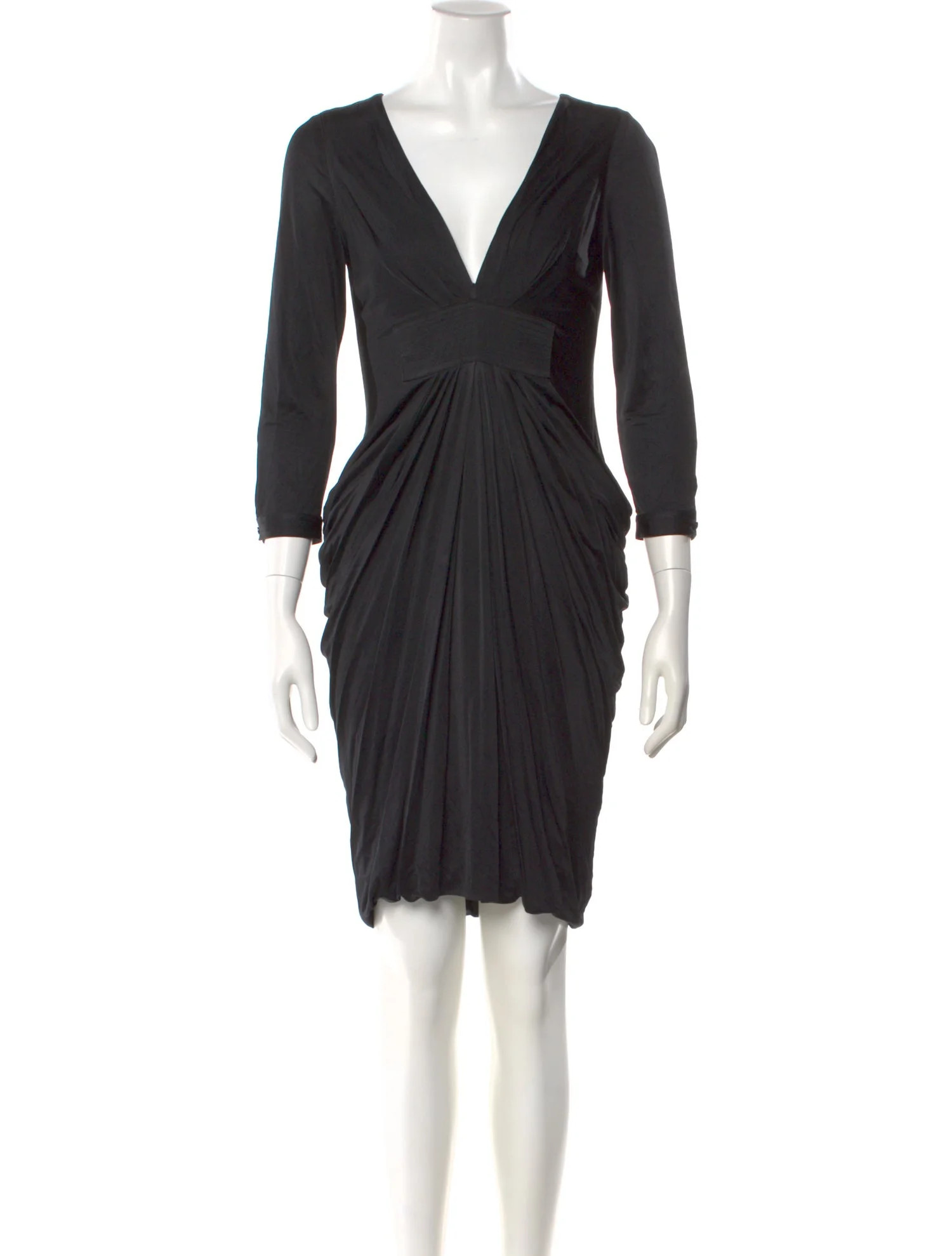 Yigal Azrouël V-Neck Knee-Length Dress - Black Dresses, Clothing - YIG56122 | The RealReal | The RealReal