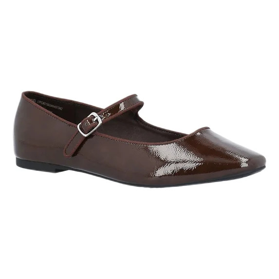 Time and Tru Women's Faux Leather Mary Jane Flats, Wide Width Available | Walmart (US)
