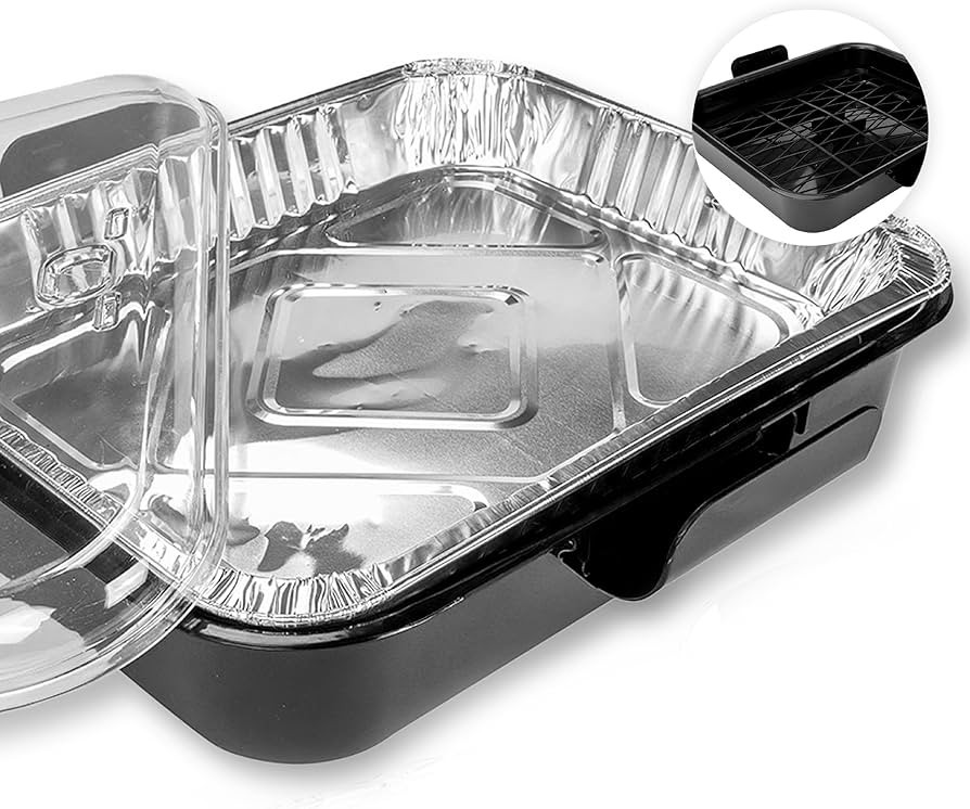 Aluminum Foil Carrier Casserole Dish Food Pans Lid Serving with 2 Foil Pans Exultimate (Black) | Amazon (US)