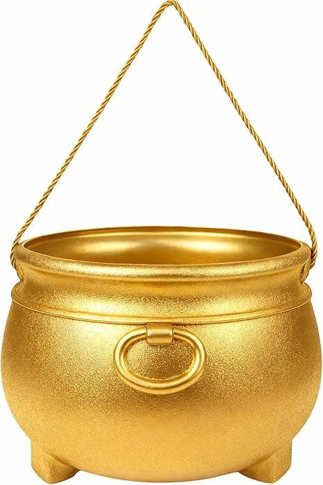 GIFTEXPRESS 12" Gold Cauldron - Large Plastic Leprechaun Kettle for Candy, Coin, Treats & Punch B... | Amazon (US)