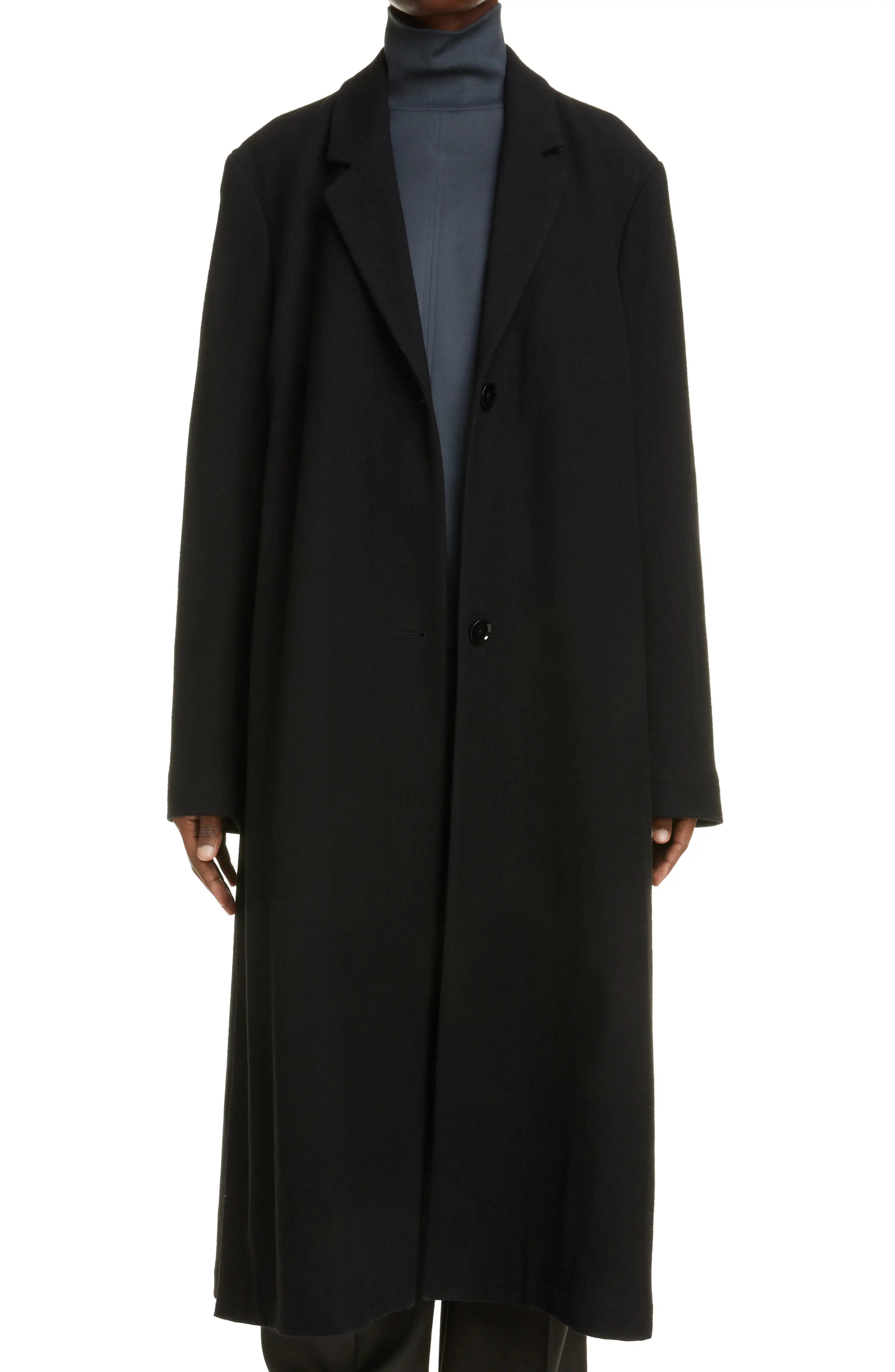 Lemaire Wool Overcoat, Size 8 Us in Black at Nordstrom | Nordstrom