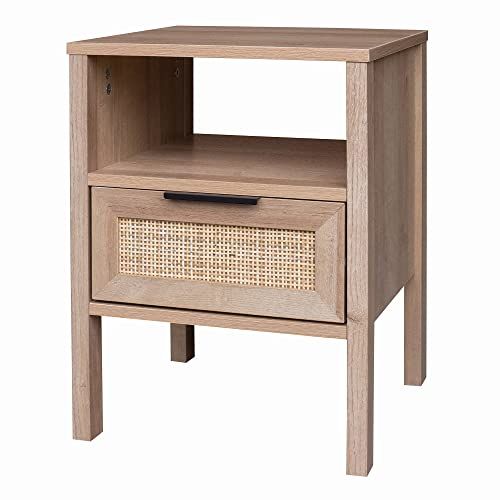 Decor Therapy Piper 20" Side Rattan Storage Drawer Accent Table, Blondewood | Amazon (US)