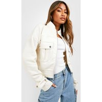 Womens Pocket Detail Bomber Jacket - White - 12 | boohoo (US & Canada)
