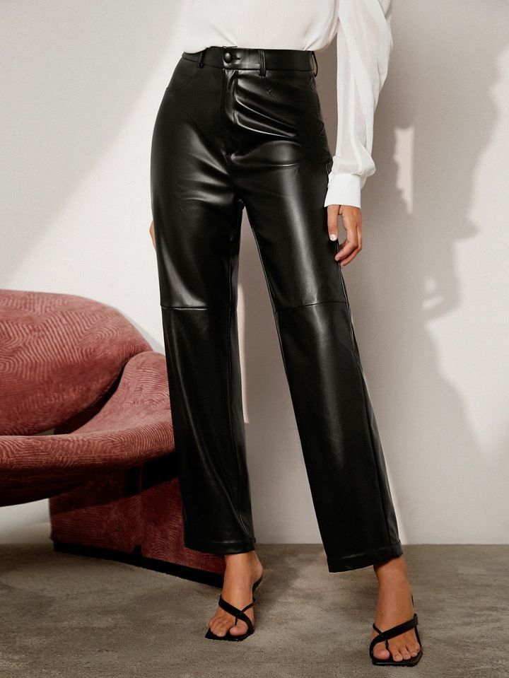SHEIN BIZwear High Waist PU Leather Pants | SHEIN