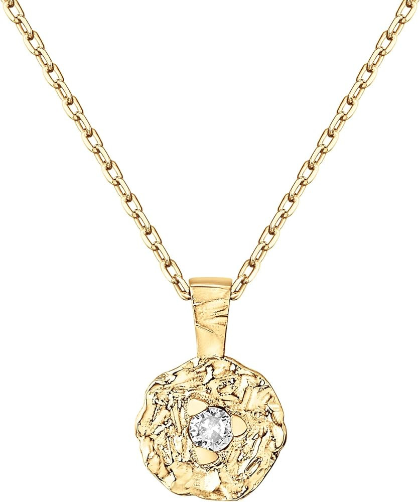 PAVOI 14K Gold Plated Engraved Coin Pendant | Byzantine Coin Necklace | Bohemian Necklace | Amazon (US)