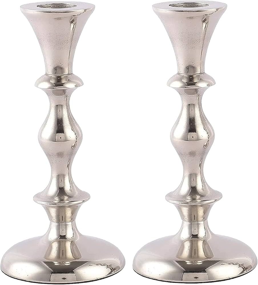 Rely+ Silver Candle Holder Set of 2 - Color May Vary White or Silver - Decorative Taper Candles f... | Amazon (US)