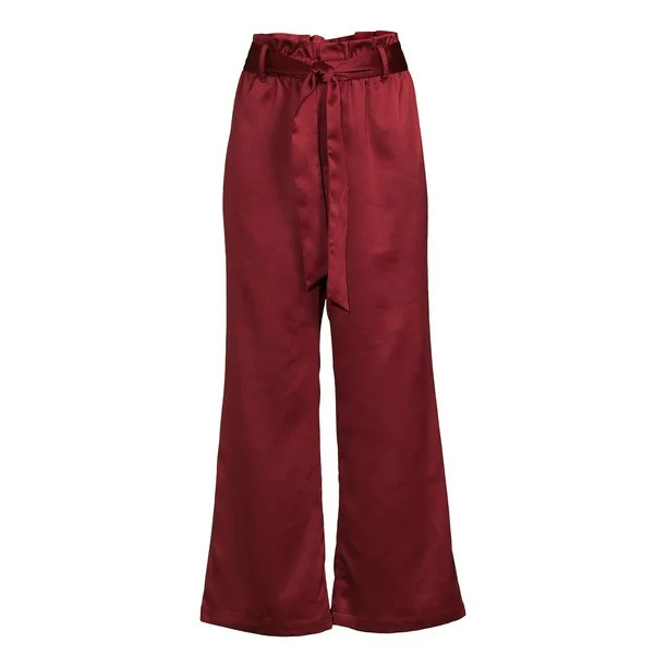 Time and Tru Women’s Satin Paperbag Waist Pants - Walmart.com | Walmart (US)