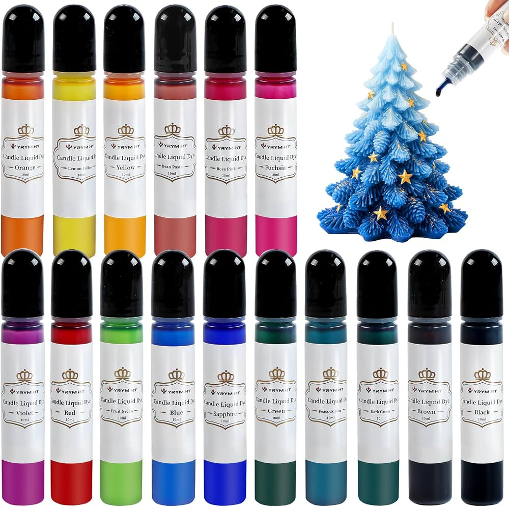 YRYM HT Candle Dye, 16 Vibrant Colors Liquid Oil-Based Dye for Candle Wax | Amazon (US)