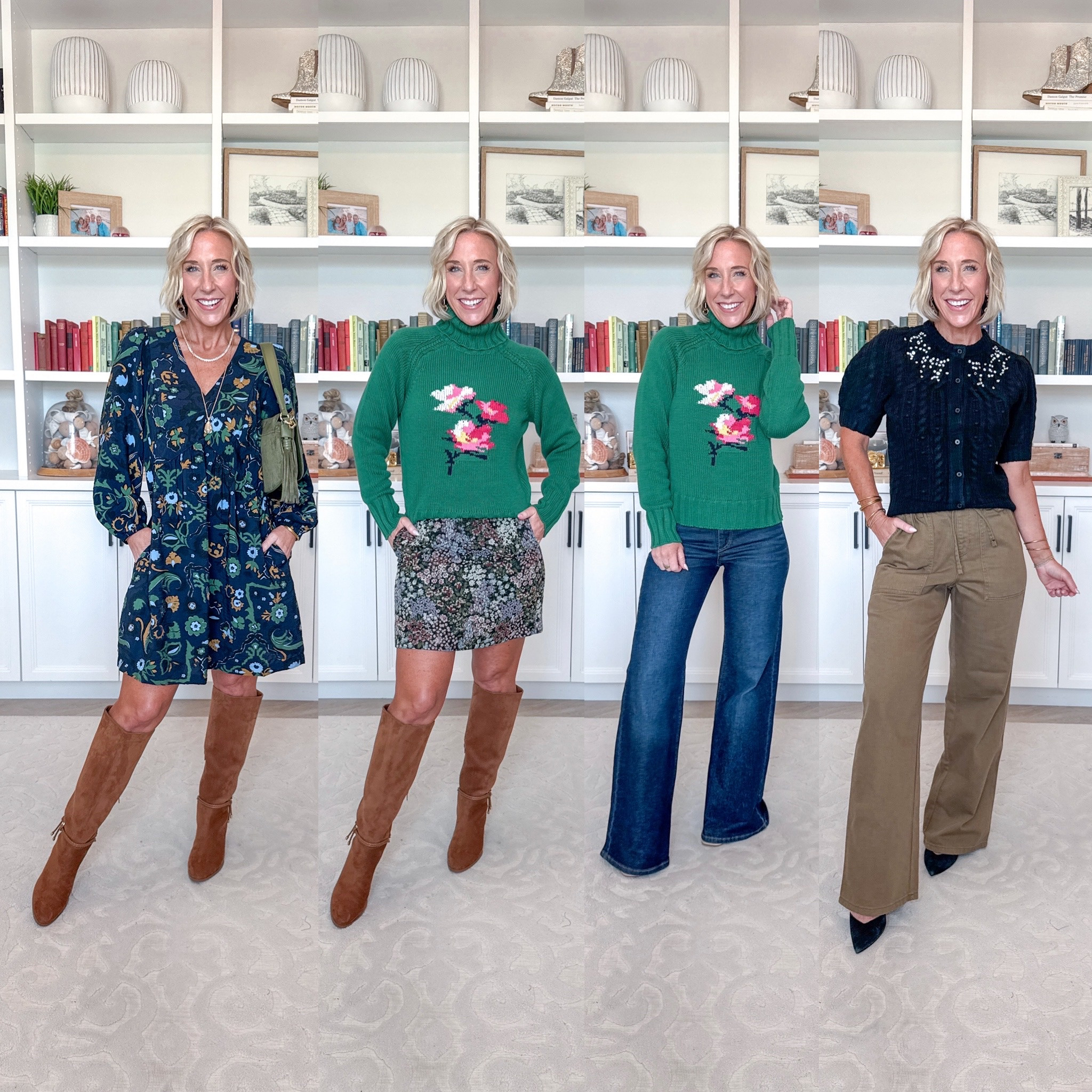 #WalmartPartner Walmart - new arrivals under $30 - @WalmartStyle #walmartstyle
3. V-Neck A-Line Mini Dress w/ Long Sleeves - size XS. $24.98. 2 colors.
* Wide Leg Jeans (says cropped but is not) - size 2. Now $21. Multiple colors, different styles.
4. Cropped Turtleneck Sweater - size XS. $30. 2 colors.
* High-Rise Jacquard Mini Skirt - size 0. $28. 2 colors.
5. Embellished Cable Knit Short Sleeve Cardigan - size XS. $30. 2 colors.
* Pull On Wide Leg Jeans - size XS, reg. Now $20.24. 4 colors.

@Walmart