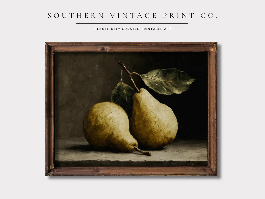 Vintage Pear Still Life Wall Art : Rustic Farmhouse Fruit Print (digital Download) - Etsy | Etsy (US)