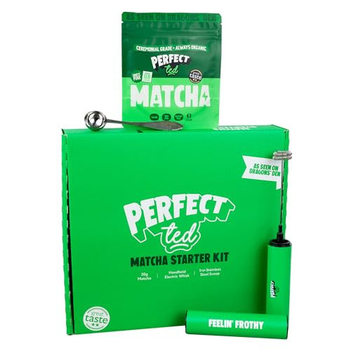Perfect Ted Modern Starter Kit | Includes 30g Organic Ceremonial Matcha Powder, Matcha Spoon, Electric Handheld Milk Frother | Amazon (UK)