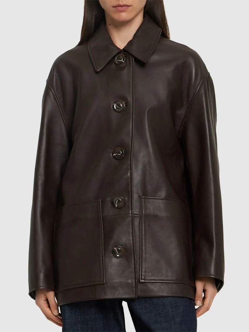 Vincenzo buttoned leather jacket | Luisaviaroma