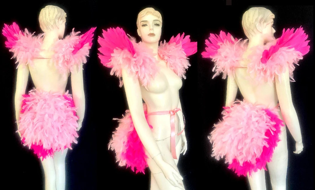 Barbie Flamingo Costume Wings and Tail Light Pink Hot Pink Simple Feather Bustle Boa Tutu Costume... | Etsy (US)