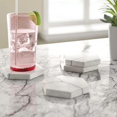 Set of 4 Marble Hexagon Coaster | Wayfair North America