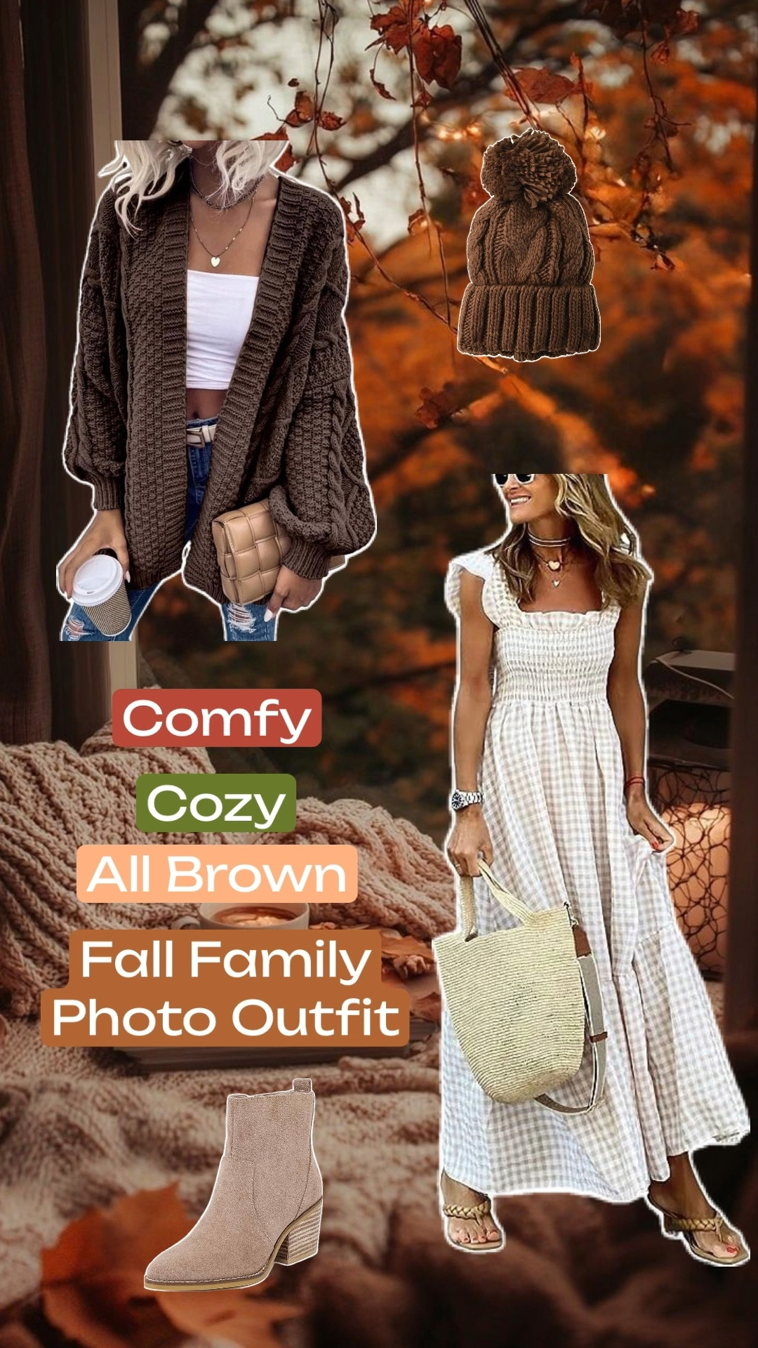 🍂 Cozy, neutral, and perfect for fall family photos! This all-brown outfit is styled with a soft knit beanie, chunky cardigan, flowy dress, and classic boots. The layered textures bring warmth and depth to your photos while keeping you comfortable and camera-ready. A timeless look that feels effortless and photographs beautifully.

#LTKFamily #LTKStyleTip #LTKSeasonal