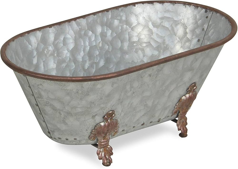 Cheungs Lavande Metal Fleur-de-Lis Tub Decor - Large - Galvanized, 5129L-GV | Amazon (US)