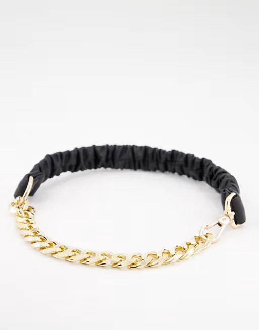 ASOS DESIGN curb chain ruched waist and hip belt in black | ASOS (Global)