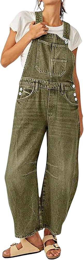 loveimgs Women Y2k Baggy Barrel Jeans Overalls Wide Leg Denim Pants Bib Overalls Jumpsuit Boyfrie... | Amazon (US)