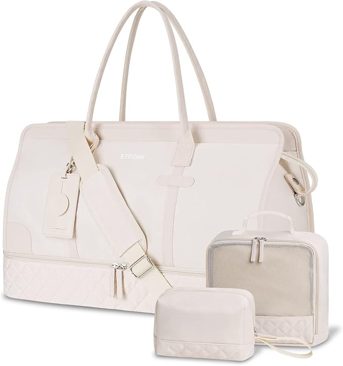 ETRONIK Weekender Overnight Bag for Women, Large Travel Duffle Bag with Shoe Compartment & Wet Po... | Amazon (US)