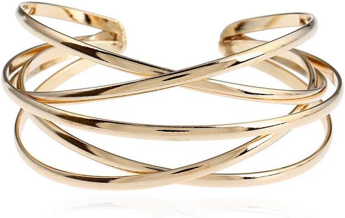 FUTIMELY Cuff Bracelet for Women,Multi-layer Cross Wire Bangle Bracelet Open Adjustable Wide Cuff... | Amazon (US)