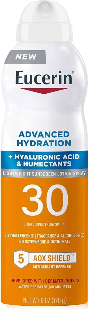 Eucerin Advanced Hydration SPF 30 Sunscreen Spray, Lightweight Sunscreen Lotion Spray, Hypoallerg... | Amazon (US)