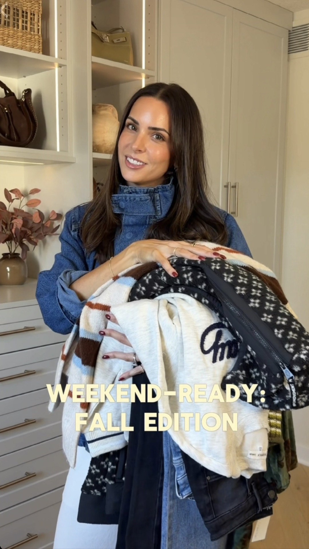20% off everything with code FF20 through 10/12!! 
Funnel me k denim jacket: true to size (S) 
Green stripe sweater: sized up 1 to a M for a roomier fit 
Jeans: true to size (26) size down if between 
Half zip fleece: tts but I sized up to a M for an extra oversized fit
Cardigan: true to size (S) size down if between
Long sleeve fall dress: true to size (S) 

Fall weekend outfits / sports mom outfit ideas / fall wedding guest dress / jump friendly special occasion fall dresses