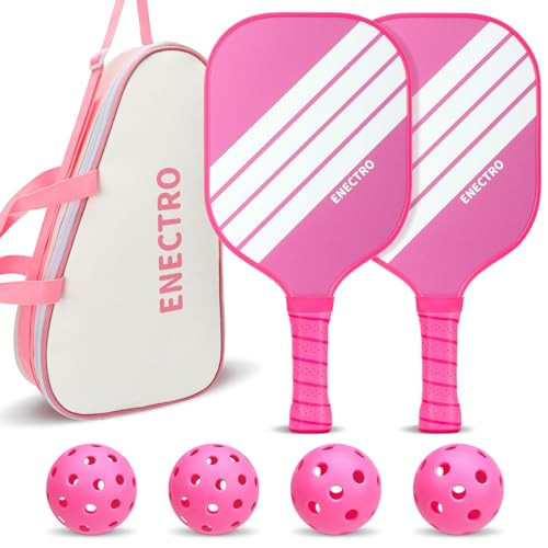 Pink Pickleball Paddles Set of 2, USAPA Approved Fiberglass Pickle Ball Set with 2 Cute Lightweight Pickleball Rackets, 2 Indoor &2 Outdoor Balls, 1 Pickleball Bag for Women, Beginner, Youth | Amazon (US)