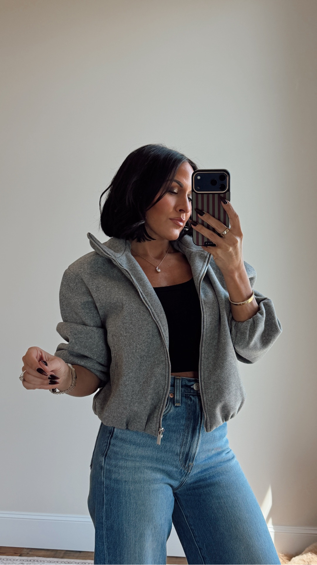 Stop it right now with this fit 

In an xs in jacket and tank 
25 in jeans