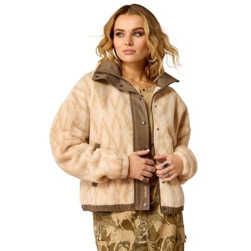 ARIAT Women's Sherpa Blocked Jacket, Tonal Sand Print, Large | Amazon (US)