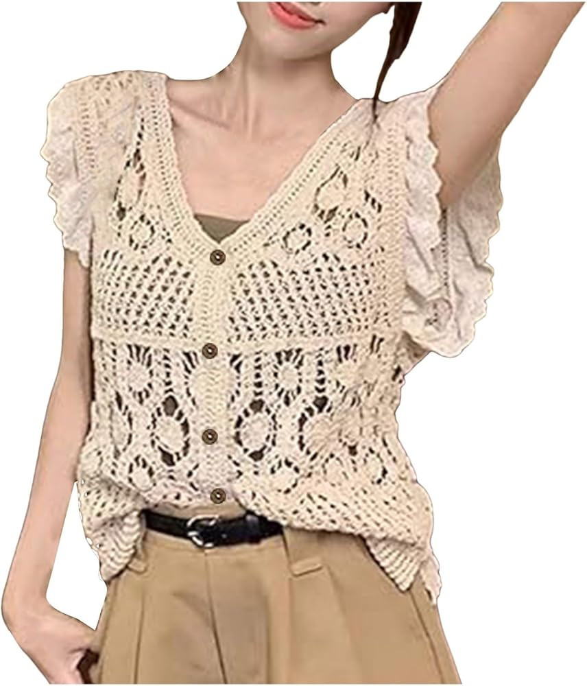 Mesh Knitted Thin Fashion Cute Slimming Attend Date Work School Summer Modify Body Shape Fall Car... | Amazon (US)