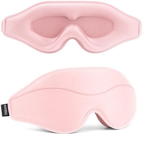 MOEASEii Sleep Mask - Total Blackout 3D Sleeping Mask, Super Lightweight & Silky Soft Eye Mask for Sleeping, Fully Adjustable Fit for Home, Office, Traveling, Meditation, Yoga, Pink | Amazon (US)