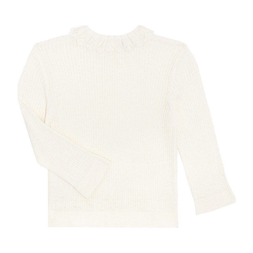 Maison Me Quinn Lacey Collared Sweater, Cream | Maisonette