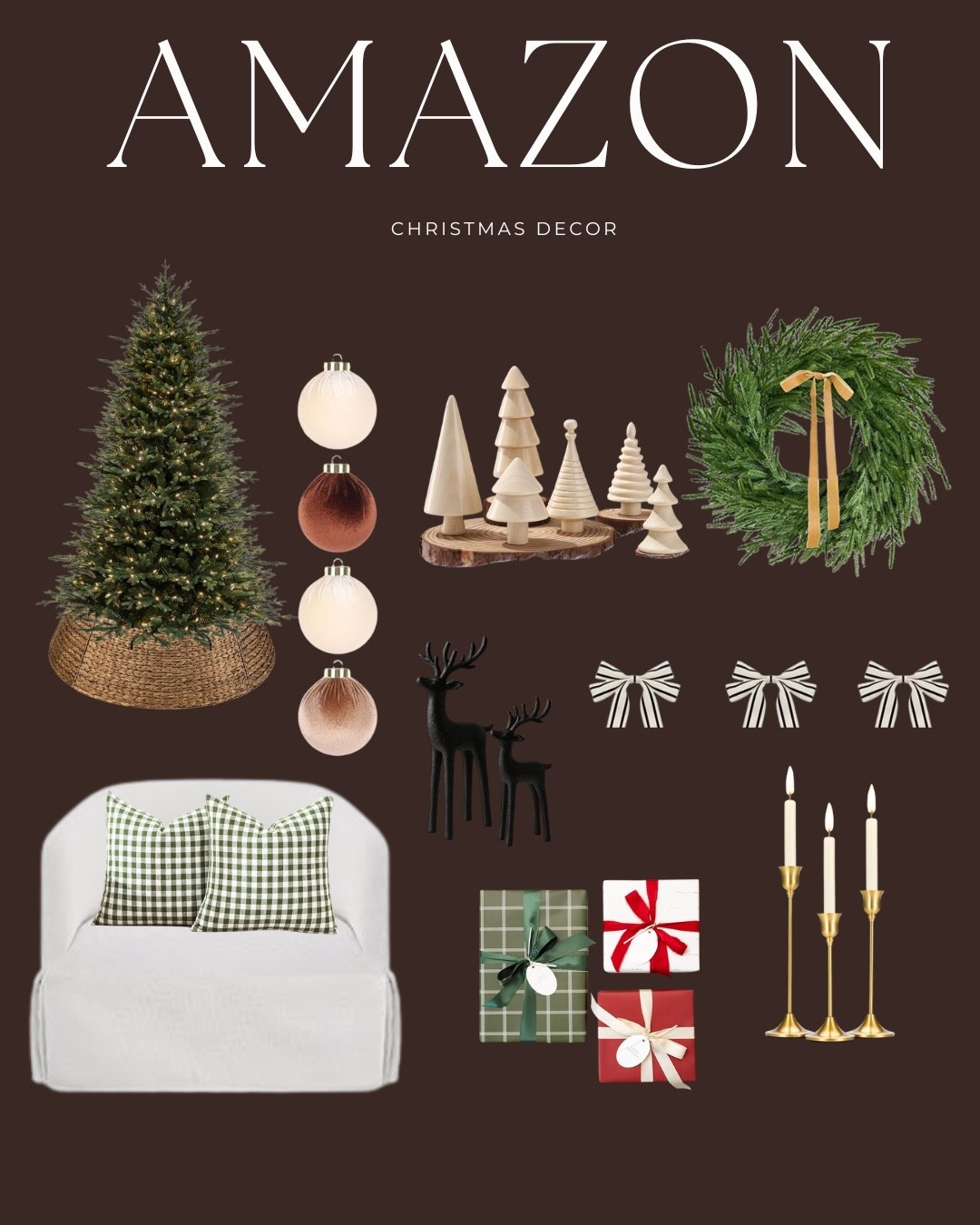 The coziest holiday pieces from Amazon 🤎 From classic greenery and gold accents to soft plaid and velvet textures — everything you need to make your home feel festive!!

#AmazonHolidayDecor #AmazonChristmasFinds #NeutralChristmasDecor #HolidayHomeStyle #MoodyChristmasDecor #CozyHolidayHome #ChristmasDecorIdeas #AmazonHomeFavorites #ChristmasAesthetic #HolidayHomeInspo


#LTKStyleTip #LTKHome #LTKSeasonal