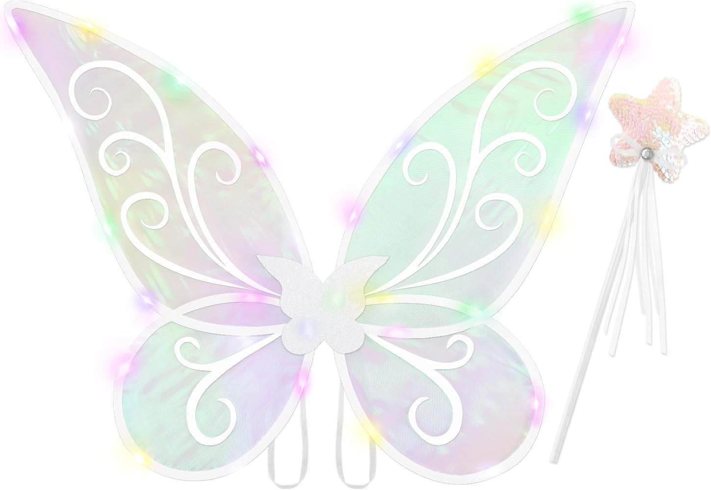 Light up Fairy Wings for Girls, LED Butterfly Wings for Girls, Sparkle Fairy Costume Angel Wing w... | Amazon (US)