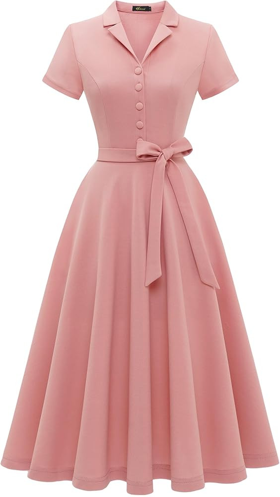 Wedtrend Women's Vintage Tea Dress, Short Sleeve Cocktail Party Dress Work Church Casual Dress | Amazon (US)