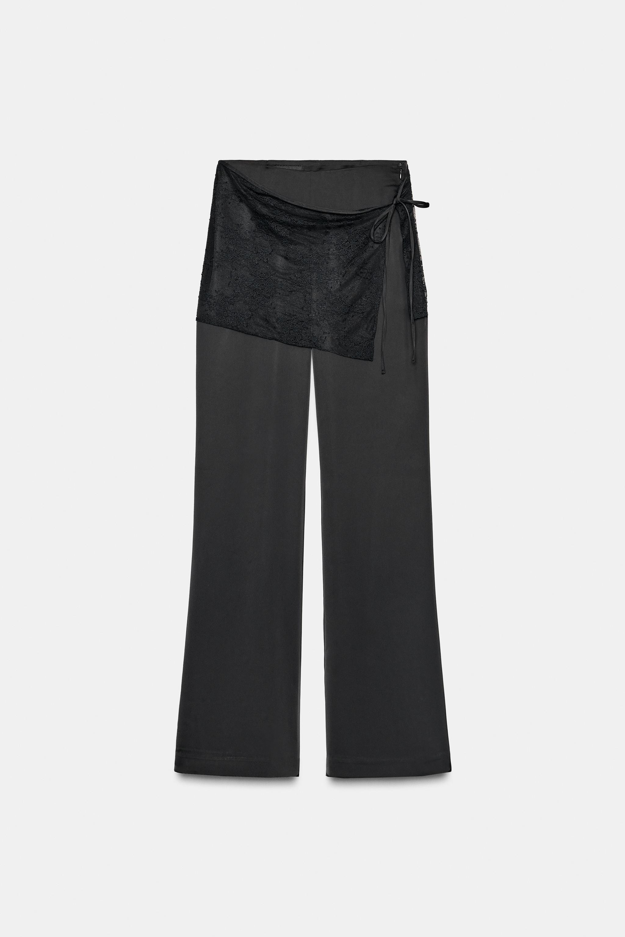 SATIN PAREO LACE PANTS | Zara US