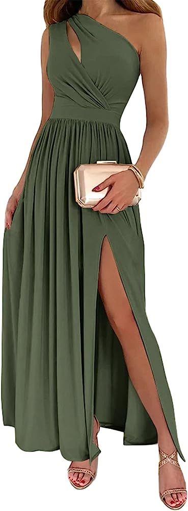 BTFBM Women's One Shoulder Cutout Sleeveless Maxi Dresses Side High Split Elegant Formal Prom Bod... | Amazon (US)