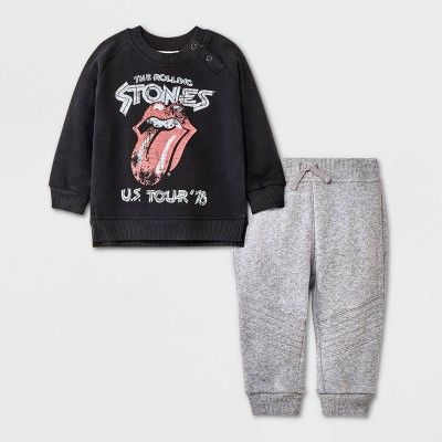 Baby Boys' Rolling Stone Solid Top and Bottom Set - Black | Target